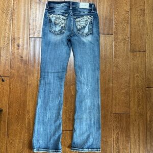 Miss Me Curvy Boot Denim Jeans with Embroidered Pockets 27x32.5